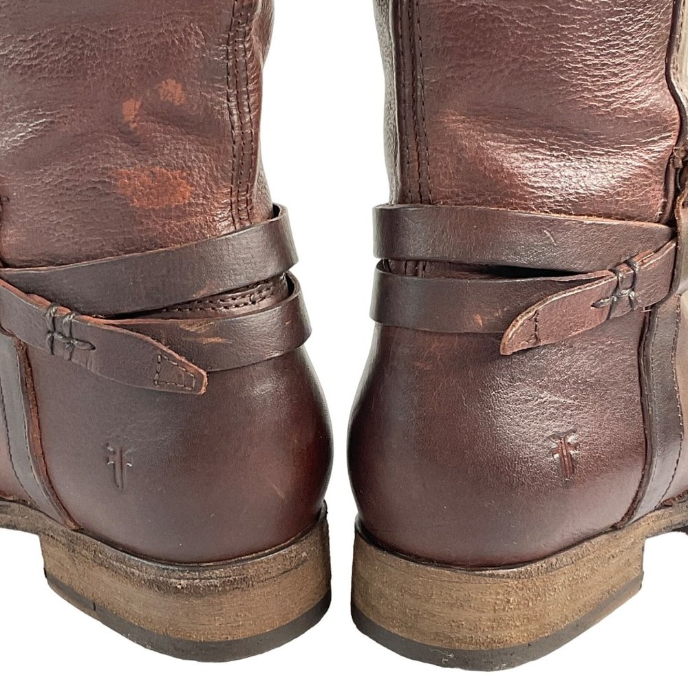 Frye Boots Womens Size 7 Redwood Melissa Belted Tall Boot Leather Luxury $400 - Picture 6 of 13
